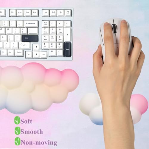 Gaming Desk Mat with Keyboard Wrist Rest Set, 4 in 1 Mouse Pad Set | Large Mouse Pad & Cloud Keyboard Wrist Rest& Mouse Wrist Rest&Coaster, Comfort and Support for Typing and Gaming - Image 3