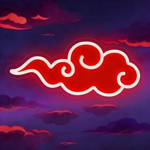 Anime Neon Sign, UV Printed Red Cloud LED Neon Light Signs for Wall Decor by Gevbay