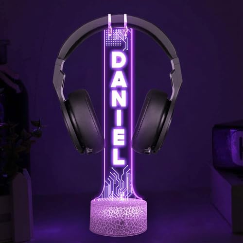 Personalized DJ Headphone Holder with RGB LED Lights, Custom Name Headset Holder for Gamers, Boyfriend or Him, 3D Light-Up Display, Cool Christmas or Birthday Gift for Music Lovers - Image 7
