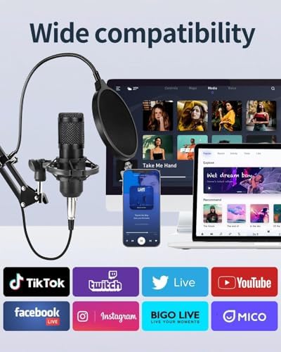 Podcast Equipment Bundle for 1, Studio Recording Kit with Condenser Mics, Bluetooth Sound Card, DSP Effects, Real-Time Monitoring, Plug & Play for Streaming, Singing, Gaming, Online Class (1) - Image 2
