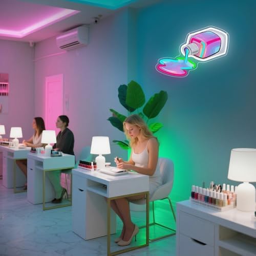 Nail Polish Neon Sign,Nails LED Neon Signs for Wall Decor,Nail Polish Bottle Neon Sign for Salon,Beauty Room,Bedroom,Nail tech Decor Gifts,Home Art,Christmas, Birthday - Image 7