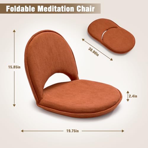 YOUKEEEJOJO Floor Chair 5-Position Adjustable Back Support Chair Foldable Camping, Floor Lounger,Corduroy Fabric, Video-Gaming Reading Watching, Indoor Outdoor Use(0range) - Image 3