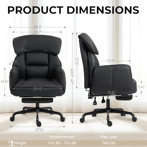 Dowinx Cross Legged Office Chair with Pivoting Armrests,Criss Cross Chair with Pocket Spring Seat & Back,Reclining Computer Gaming Chair with Footrest and Metal Base (Black) - Image 2