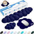 Cloud Wrist Rest Keyboard Cushion and Cloud Mouse Pad, Dark Blue | 4-in-1 Ergonomic Cloud Keyboard Wrist Rest Set, Memory Foam, Arm Support for Palm, Cute Desk Accessory for PC Gaming Setup by Unknown