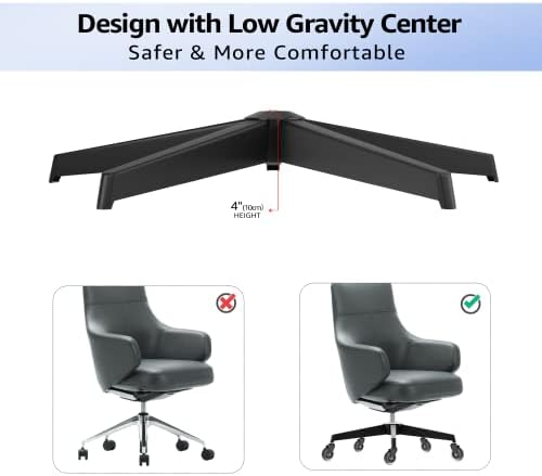 MASTERY MART 28 Inch Office Chair Base, Heavy Duty 2400 Lbs, Reinforced Metal Desk Chair Replacement, Universal Gas Cylinder Hole Caster Socket, Matte Black - Image 5