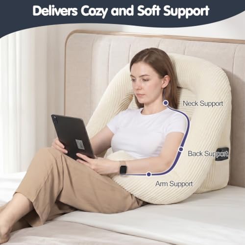 Reading Pillow for Bed Adult, 2-in-1 Back Rest Pillow for Sitting Up - Image 3
