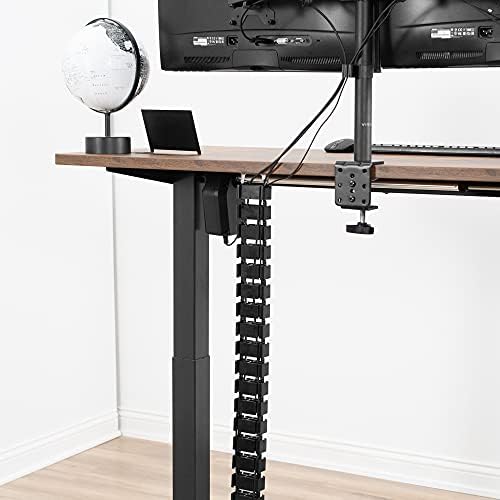 VIVO Under Desk Vertebrae Cable Management Kit, Adjustable Quad Entry Flexible Cord Organizer for Home Office, Black, DESK-AC01C - Image 5