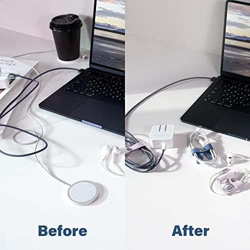 SenseAGE 5 Pack Cord Organizer, Bow Cord Keeper, Cable Organizer USB Holder, Leather Cable Management, Cable Straps, Earphone Winder, Storage Straps for Electronics, Earbuds, Big, Purple - Image 4