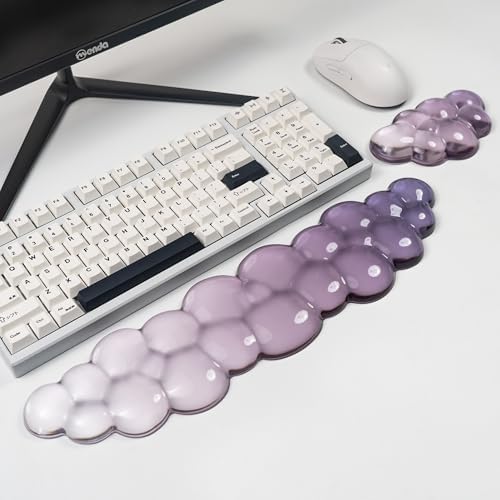 Gel Keyboard and Mouse Wrist Rest, Cloud Wrist Pad for Computer Keyboard | Grey Purple Wrist support for Keyboard 60%/68%/75%,Cloud Wrist Rest,Keyboard Cushion, Comfort & Support for Typing and Gaming - Image 4