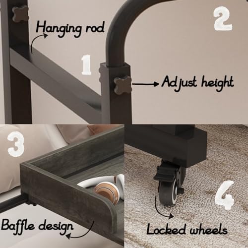 Furist Overbed Table with 360° Wheels, Queen Size Mobile Bed Desk, Recliner Table Over Bed Table Adjustable Height and Length Overbed Table with Heavy Duty Metal Leg for Hospital and Home use - Image 5