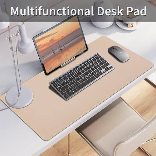Bloss Leather Desk Mat, Mouse Pad, Waterproof Small Desk Pad, Desk Matt for Desktop, Non-Slip Desk Pad Mat for Office Work/Home - Beige (27.6 x 13.8 Inches) - Image 2