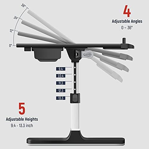 Laptop Desk for Bed, Lap Desks Trays with Double Storage Drawers, Adjustable Premium Leather Laptop Stand with Extra Drawstring Bag, Foldable Lap Table for Eating, Working, Writing and Drawing - Image 3
