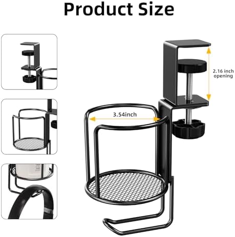 CABTE 2 in 1 Desk Cup Holder with Headphone Hanger Holder - Image 2