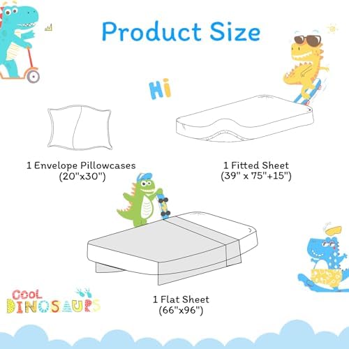 JSD Navy Blue Dinosaur Kids Twin Sheet Set 3 Piece - Image 2