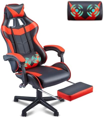 Soontrans Red Gaming Chairs with Footrest,Racing Gaming Chair,Computer Gamer Chair,Ergonomic Game Chair with Adjustable Headrest and Lumbar Support by SOONTRANSCHAIR