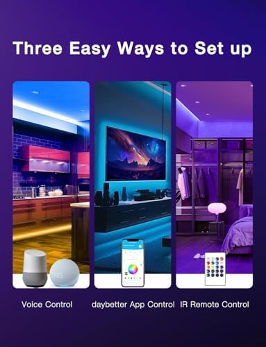 DAYBETTER Smart WiFi Led Lights 100ft - Led Strip Lights Work with Alexa and Google Assistant RGB Strip Lighting Music Sync Color Changing with App Voice Remote Control for Room Bedroom Decor 50ft*2 - Image 3