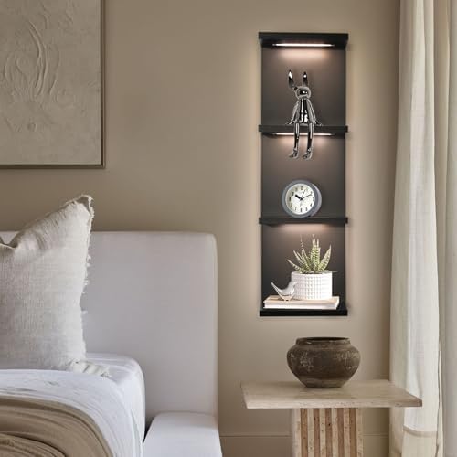 4 Tier LED Wall Shelf, Black - Image 5