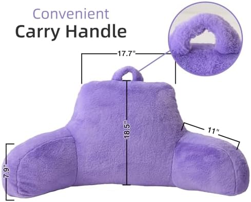 A Nice Night Lightpurple Reading Pillow, 18.5" Bed Wedge Pillows with Arms - Image 2