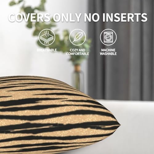 Pillowcase Set of 2 Tiger Animal Stripes Print Throw Pillow Covers Shells for Couch Office Bedroom Home Decoration, 16"X16" - Image 4