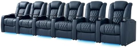 comfiroom Top-Grain Leather Home Theater Seating, Dual-Motor Power Recliner by comfiroom