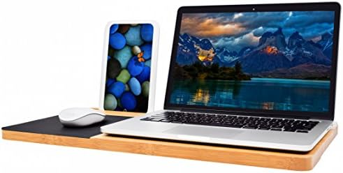 BOOKAHOLIC Lap Desk| Double-Sided Enhanced Organic Bamboo Lap Tray with Built-in Fabric Covered Mouse Pad for 11",13",15" Laptops| Computer,Tablet, Phone Stand - Image 2