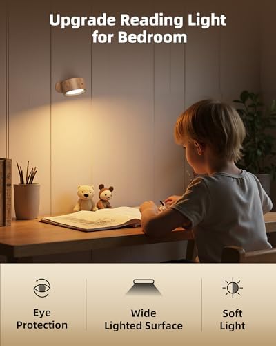 Rechargeable Wall Sconces with Remote, Magnetic Wall Lights, Wood 1 Pack - Image 4