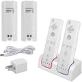 Wii Remote Battery Charger(Free USB Wall Charger+Lengthened Cord) Dual Charging Station Dock with Two Rechargeable Capacity Increased Batteries for Wii U Game Remote Controller (White) by Kulannder