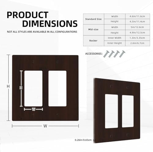 Decorative Outlet Covers Rustic Vintage Dark Brown Wood Grain 2 Gang Light Switch Cover Plate Double Rocker Wall Plate Gfci Switch Plate Covers Plug Faceplate for Farmhouse Decor - Image 5