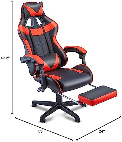 Soontrans Red Gaming Chairs with Footrest,Racing Gaming Chair,Computer Gamer Chair,Ergonomic Game Chair with Adjustable Headrest and Lumbar Support - Image 3