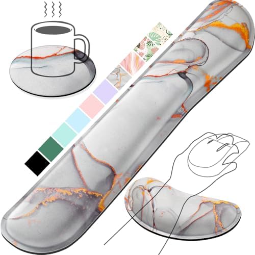 Gimars Upgrade Enlarge Gel Memory Foam Set Keyboard Wrist Rest Pad, Mouse Wrist Cushion Support for Office,Could Golden Computer, Laptop, Mac,Cloud Golden by Gimars