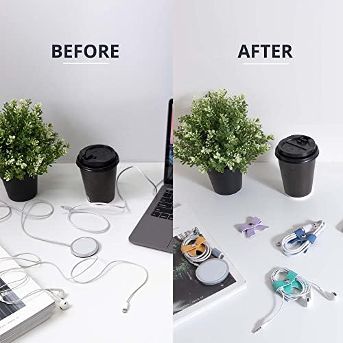 SenseAGE 5 Pack Cord Organizer, Bow Cord Keeper, Cable Organizer USB Holder, Leather Cable Management, Cable Straps, Earphone Winder, Storage Straps for Electronics, Earbuds, Small, Black - Image 4