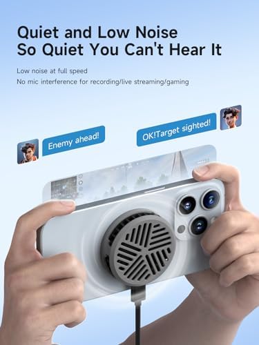 Hagibis Magnetic Cell Phone Cooler Ultrathin Cooling Fan Portable Lightweight Mobile Phone Radiator for iPhone 17 16 15 Pro Max, MagSafe Series, iPad Pro, Android, Tablet (Grey) - Image 5