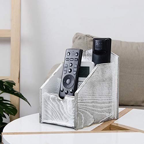 3 Slot Rustic Wooden Remote Control Frame Media Organizer, Office Supply Storage Rack,Pen storage box (Grey) - Image 5