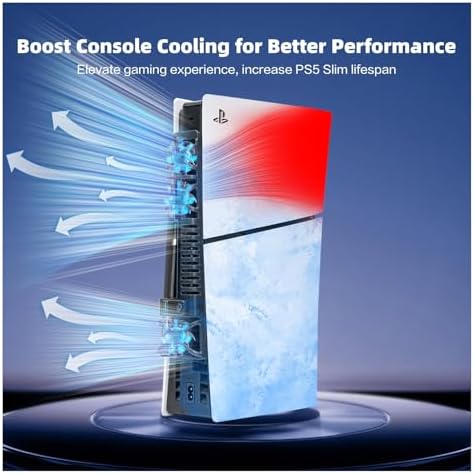 PS5 Slim Cooling Fan, 3-Speed Triple Fans with RGB Light & USB 3.0 Port - Image 3