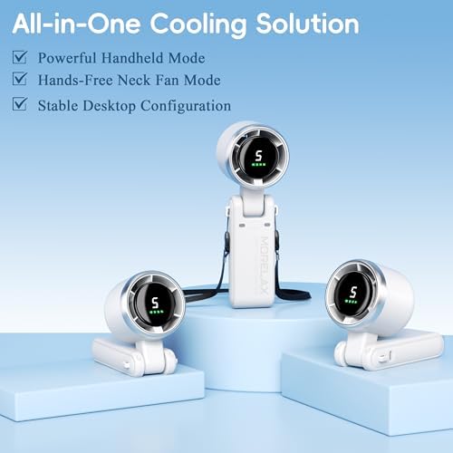 Morelax Personal Handheld Fan,High-Speed Turbo Fans,5-Speed with LED Display,Powerful Motor,4000mAh,USB Rechargeable Portable Cooling Fan for Outdoor Activities,Travel,Working,White - Image 6