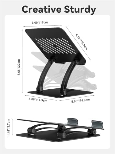 tounee Tablet Holder Stand, Dual Rod Adjustable Aluminum Desktop Stand, Compatible with 4.7-16.9" iPads, Surface Tablets, Portable Monitor, Kindle and More (Black) - Image 6