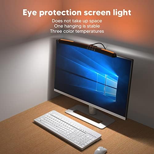 Computer Monitor Lamp, Asymmetric Optical Design Eye Protection LED Task Light Bar with Touch Dimming for Curved Monitors Office Study Gaming - Image 4