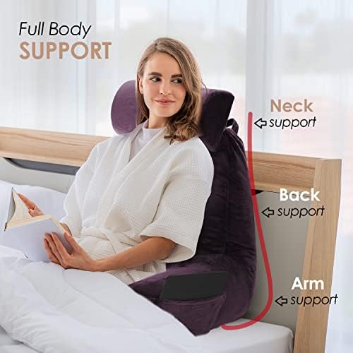 Nestl Reading Pillow with Portable Laptop Lap Desk - Shredded Memory Foam Back Support Pillow for Sitting Up in Bed and Couch Rest Pillows with Arms, Bed Tray Table with Foldable Legs, Purple - Image 7
