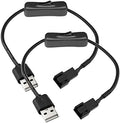 Gebildet 2 Pack USB Fan Power Adapter Cable with Switch, USB to 3/4 Pin Case Fan Adapter Connector with ON/OFF Switch by Gebildet