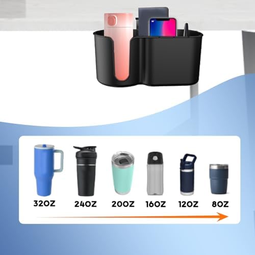 Metal Clamp Desk Cup Holder with ABS Organizer & Phone Stand Charging Port - Image 5