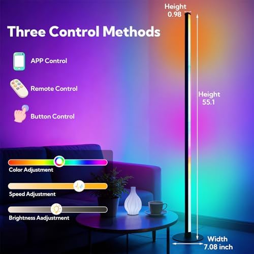 VZZNN SurPlife LED Corner Floor Lamp - Smart RGB Corner Lamp with App & Remote 16 Million Colors & 68+ Scene, Music Sync, Timer Setting - Ideal for Living Rooms, Bedrooms, and Gaming Rooms - Image 2