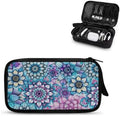 Purple Boho Flower Print Large Electronics Organizer, Travel Cord Organizer, Cable Storage Bag, Tech Accessories Case by Unknown