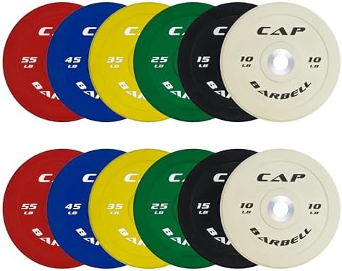 CAP 2-inch Olympic Bumper Plate Weight Set | 100-370 lbs | Multiple Colors | Storage Rack Optional by CAP