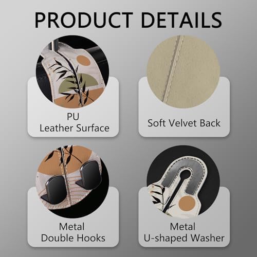Blusabaca 2PCS Car Seat Headrest Hooks, Purses Bags Holder, Boho Leaves - Image 4