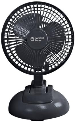 Comfort Zone CZ6XMBK 6” 2-Speed Combo Clip or Desk Fan with Removable Base, Strong Clamp for Firm Grip, Suitable for Bedroom, Office, or Dorm Room, Black - Image 4