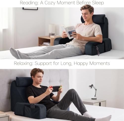 ENITYA 19" Reading Pillow for Bed with Firm Back Support & Big Pockets - Image 5