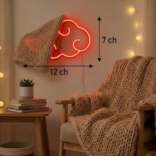 Red Cloud LED Neon Sign Wall Decor, Anime Style Decor USB Dimmable Night Light with Brightness Memory, Gaming Neon Sign, Led Sign for Bedroom, Game Room Decor, Man Cave Decor, Gift for Teens Boys 12"x7" - Image 3