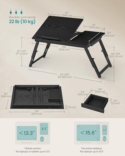 SONGMICS Bed Laptop Desk, Folding Bed Table Adjustable Angle and Height - Image 6