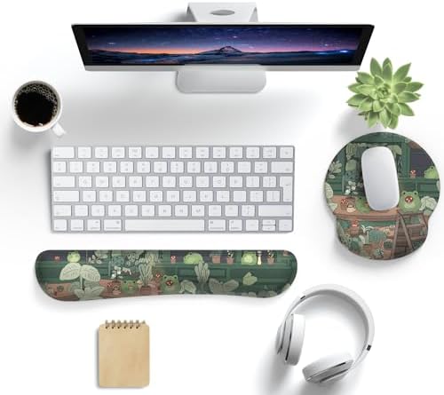 Cute Frog Mouse Pad with Wrist Rest Kawaii Green Decor Pain Relief Mat, Ergonomic Mouse Pad for Desk Computer Keyboard Laptop, Desk Decor Office Accessories for Girl Wrist Rest for Computer Keyboard. - Image 2