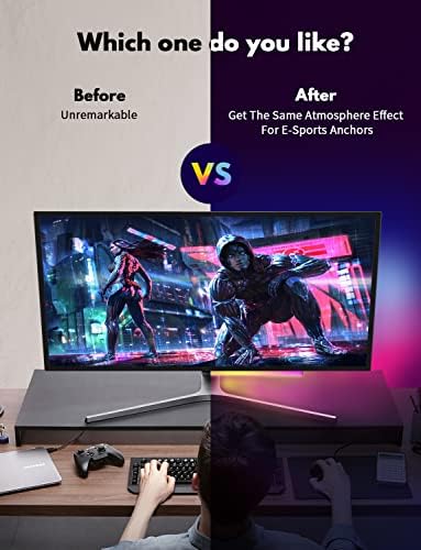 JUSJUBR 3pcs Under Monitor Light Bar, 12inch Gaming Lights for Gaming Setup, RGB Light Bar for Room/Monitor/PC, RGB Desk Light, LED Lights for Desk Gaming, USB Light Bar, Color Change LED Bar Lights - Image 5